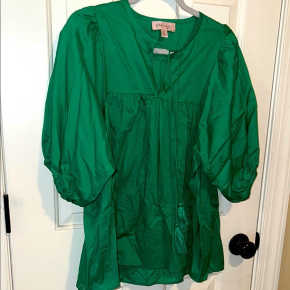 Philosophy Tops - Philosophy Green Puff Sleeve Blouse